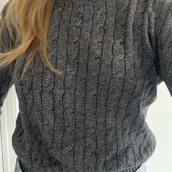 American Apparel Charcoal/Salt and Pepper Cable Knit Sweater High Quality - Picture 6 of 7